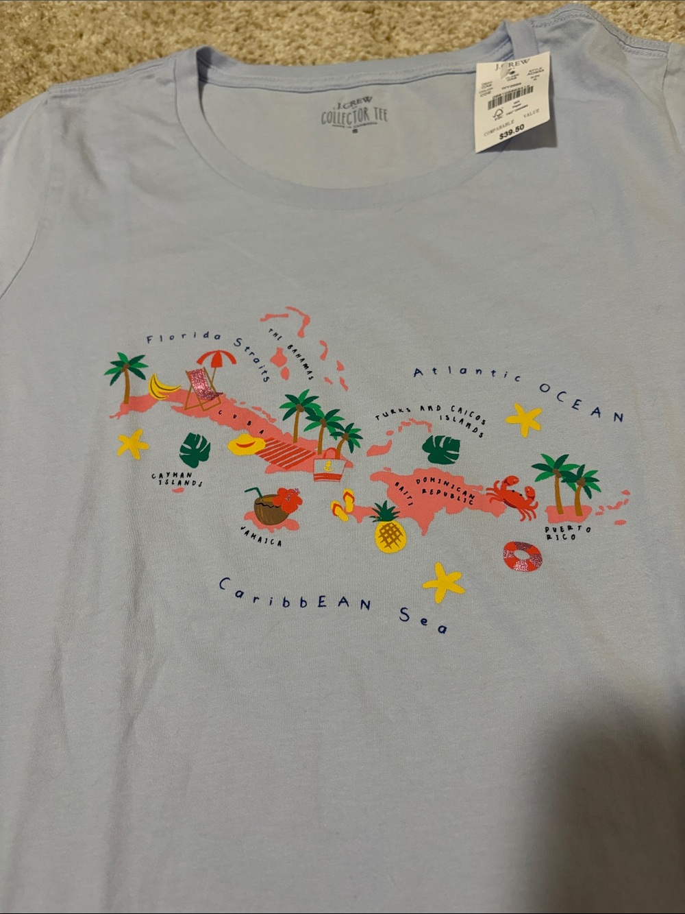 J Crew CARIBBEAN SEA Collectors Tee Size SMALL - New With Tags $39.50
